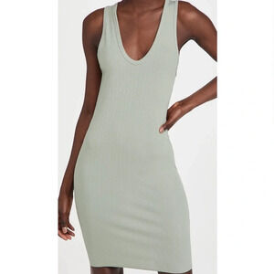 NWOT Rag & Bone Zoe Deep Vee V-neck Sleeveless Tank Dress Ribbed Green Medium
